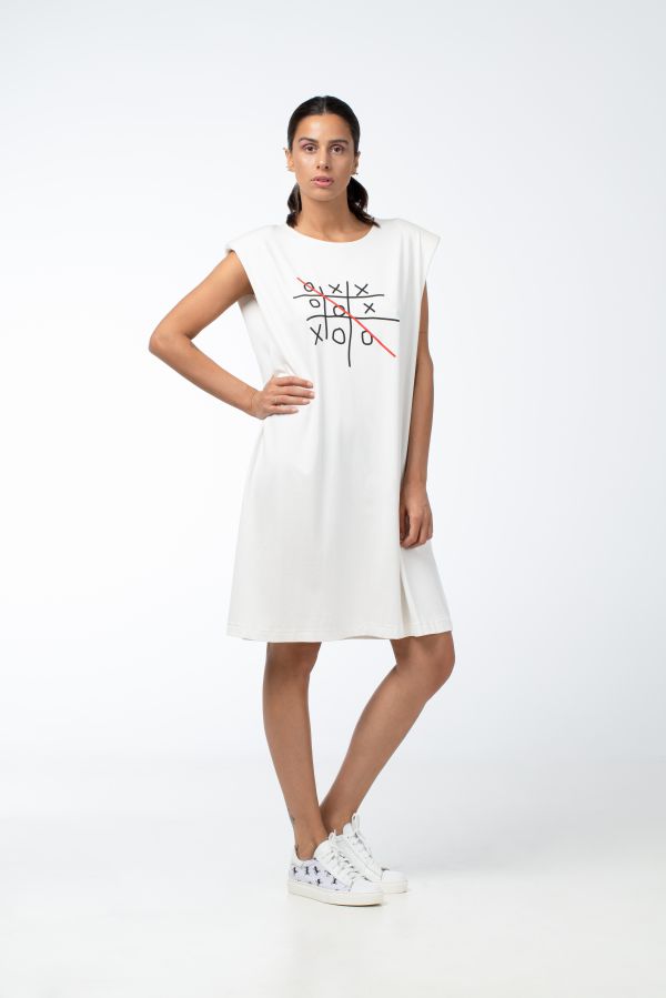 White Tic-Tac-Toe dress (Made to order)